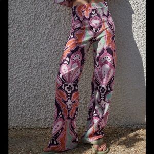 Zara linen blend printed pants 2021